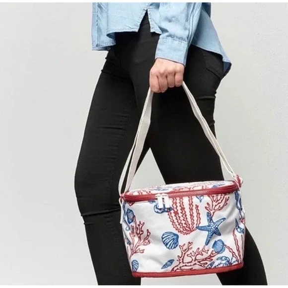IKEA SOMMARFLADER Cooler Tote Bag Shells Coral Print - Picture 1 of 7